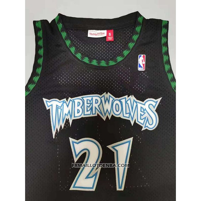 Maillot Minnesota Timberwolves Kevin Garnett NO 21 Hardwood Classics Throwback Noir